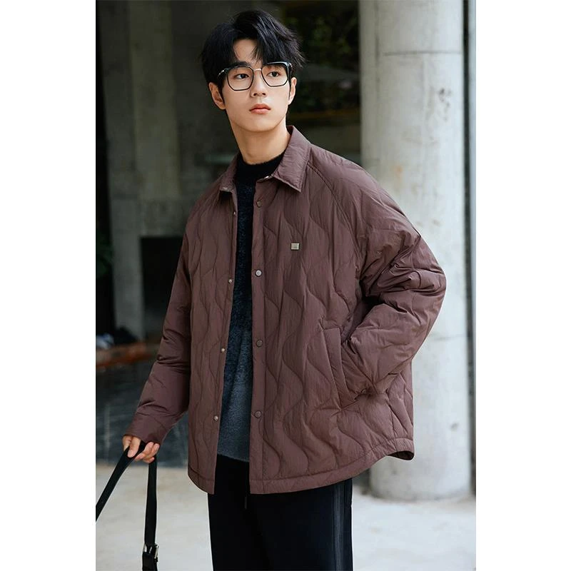 衬衫式羽绒服男士夹克轻薄款2024秋冬季新款保暖高端男装短款外套