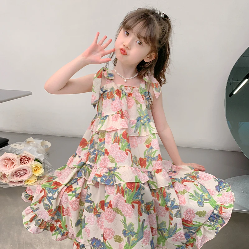 夏季2025新款假日风情沙滩裙（粉玫瑰）