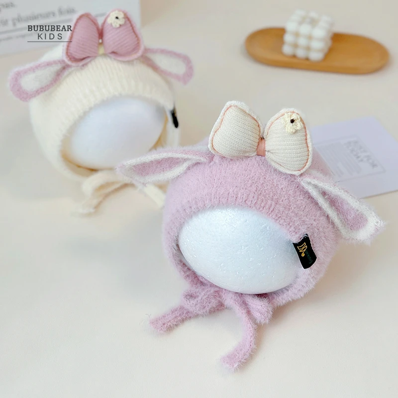 宝宝帽子秋冬款可爱公主针织帽婴儿冬季保暖婴幼儿护耳毛线帽加厚