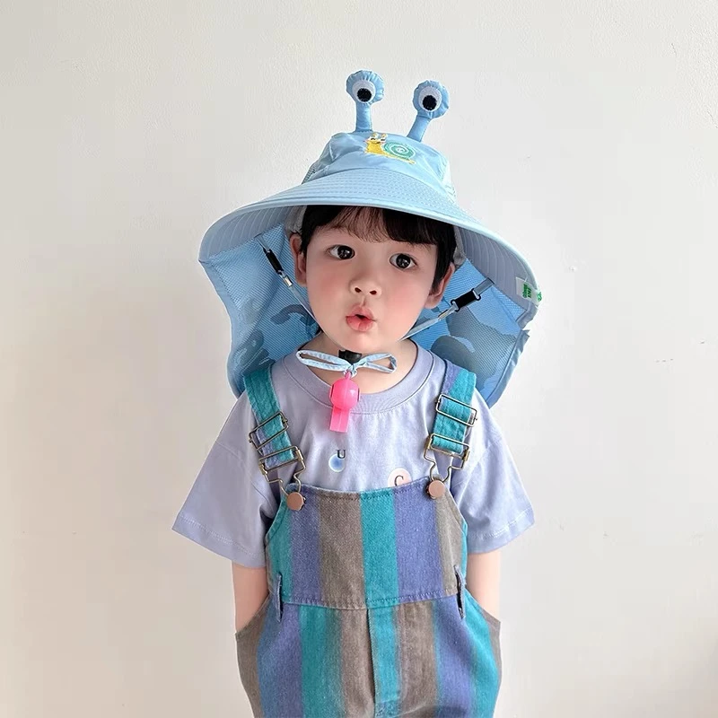 儿童帽子夏季大帽檐遮阳帽男女童夏天可爱防晒太阳帽宝宝披肩帽