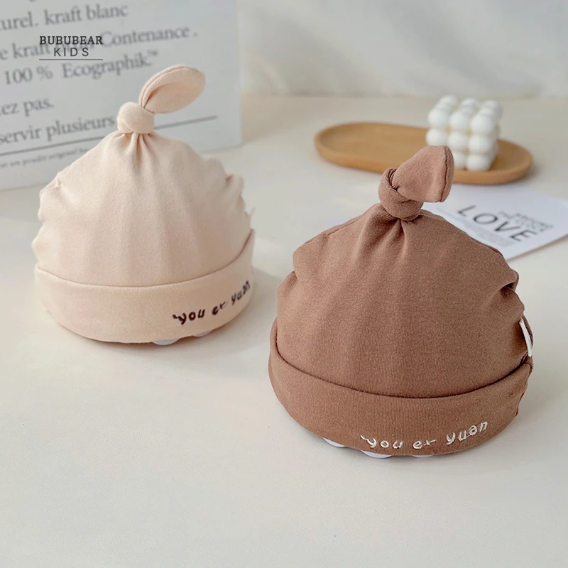 婴儿帽子春秋季韩版套头帽新生婴儿秋款胎帽初生宝宝纯棉护囟门帽