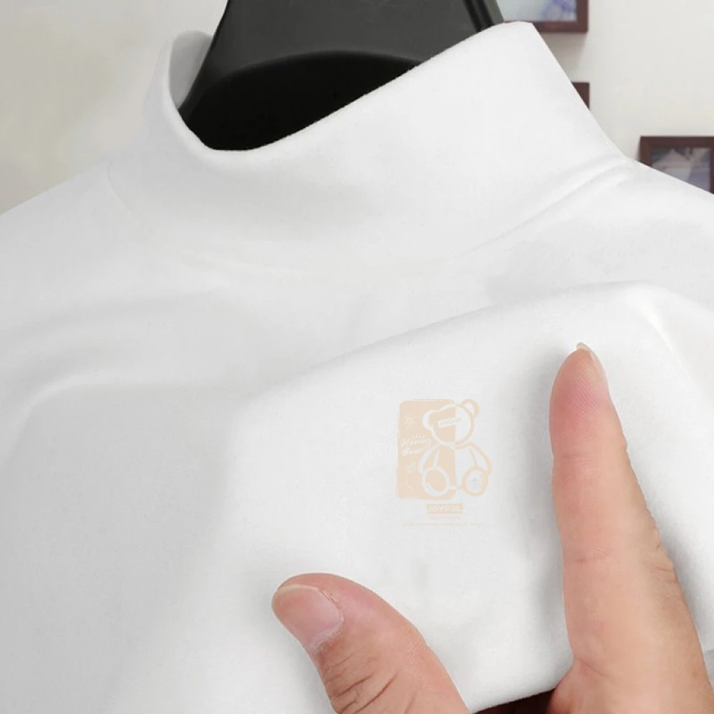 半高领打底衫秋衣男2023秋冬季双面加绒加厚长袖t恤大码保暖上衣