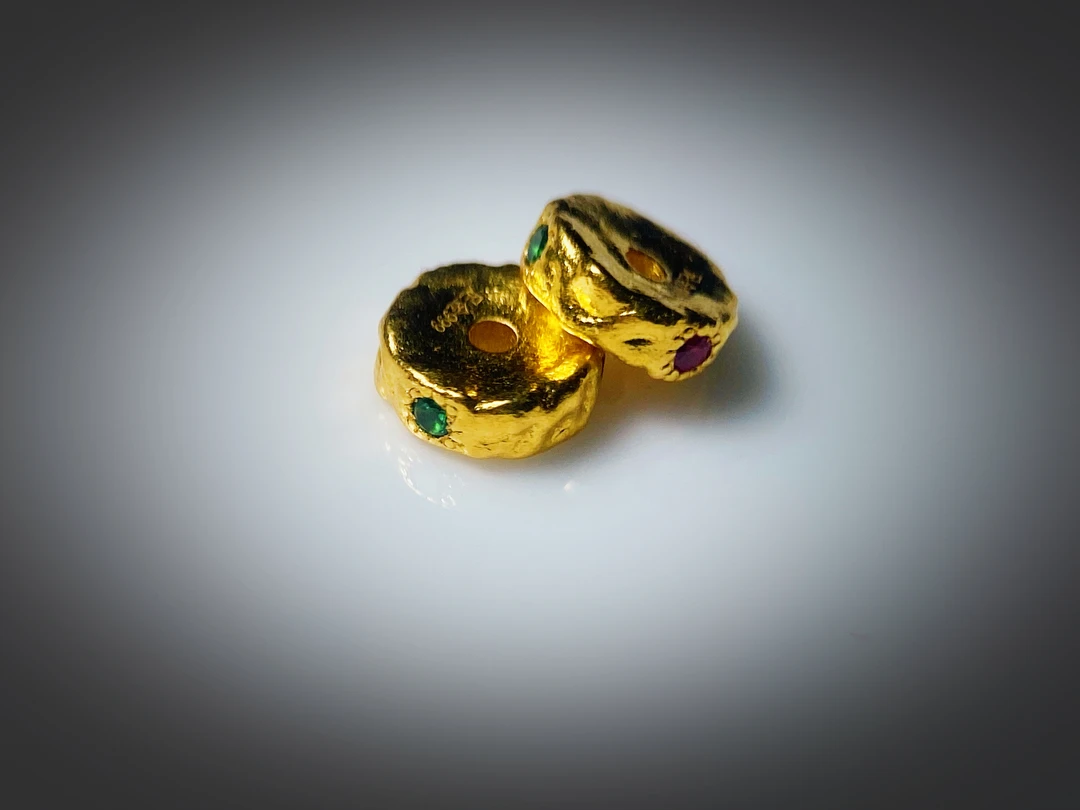 6mm24k足金熔岩隔片一对