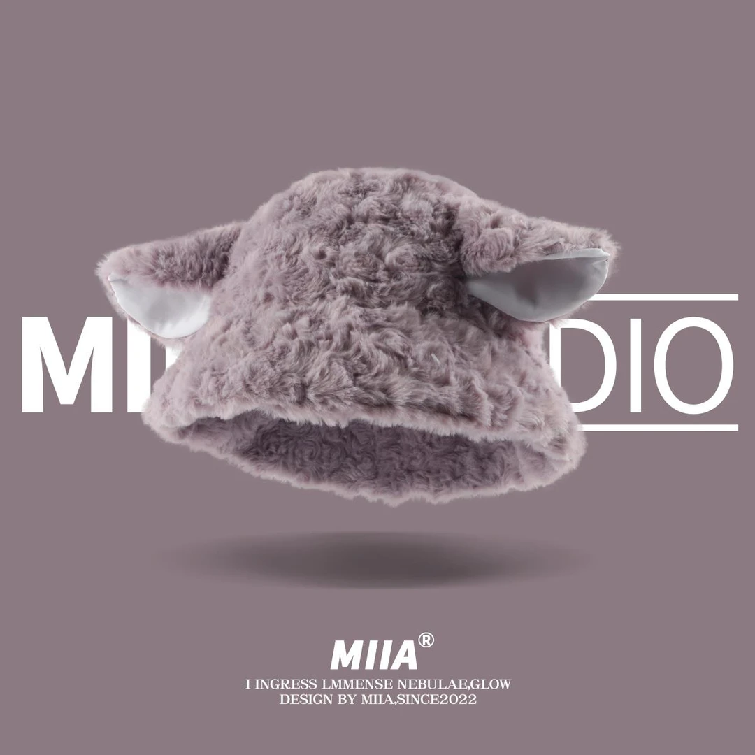 可爱女生大头围毛绒咩咩帽冬款潮羊了个羊帽子女款小羊耳朵渔夫帽