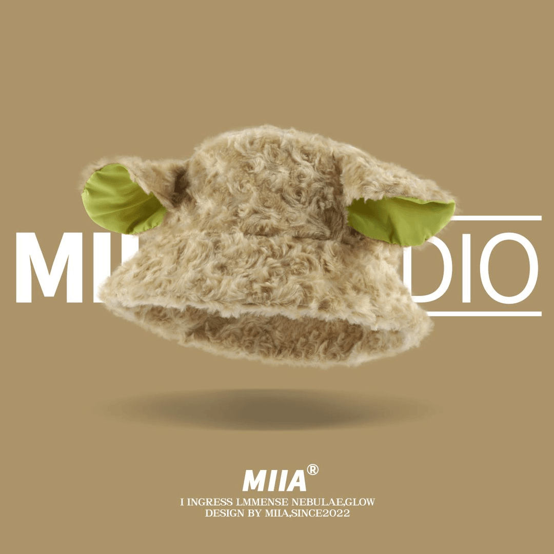 小羊耳朵软糯羊卷毛渔夫帽子甜美可爱女秋冬保暖学生百搭萌系盆帽