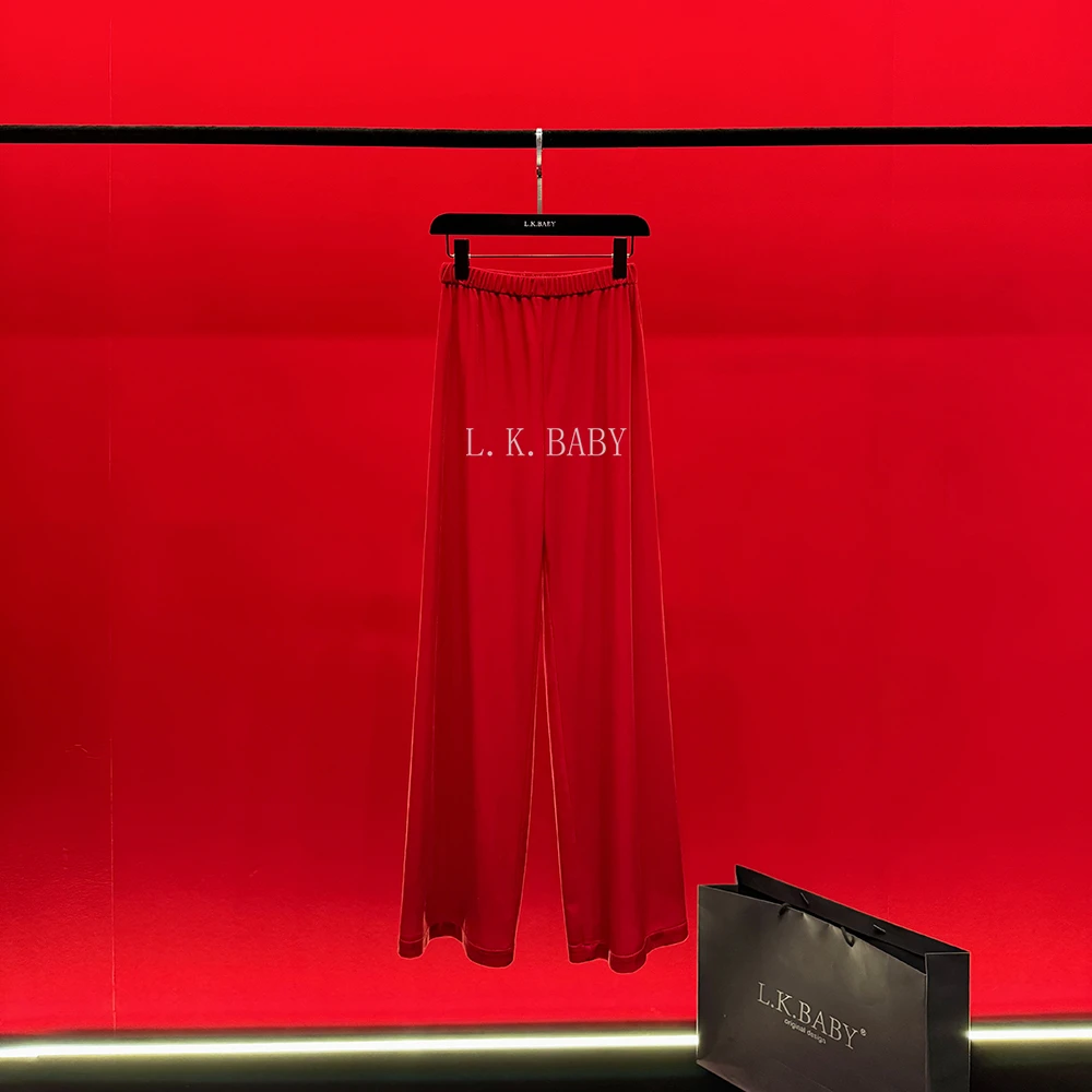 【L.K.BABY】显瘦显瘦  高定高密光泽金丝绒垂感时尚直筒裤