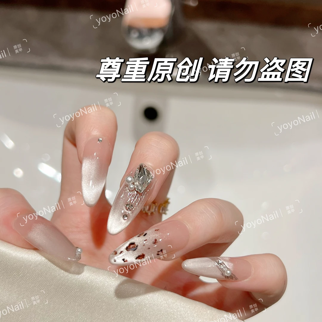 【猫眼豹纹】纯手工穿戴甲秋冬款反复佩戴豹纹美甲贴10片装