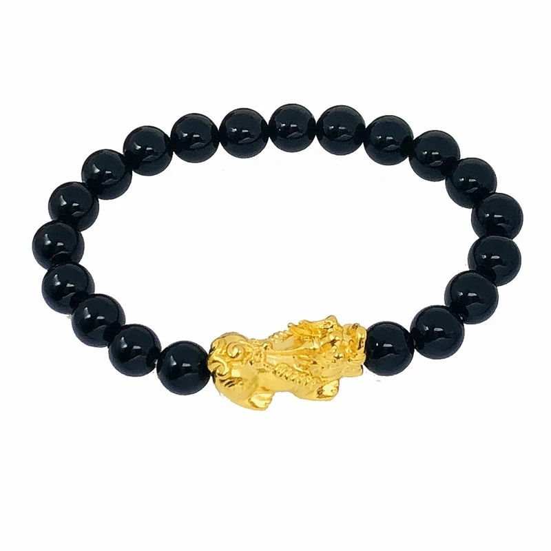 黄金招财金貔貅转运珠手链足金串珠手饰女情侣款黄金