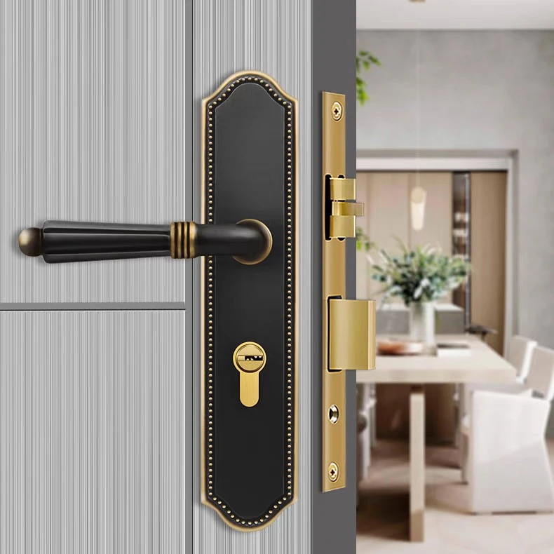 全铜轻奢房间门锁卧室静音门锁室内门锁房门内门锁全铜木门锁