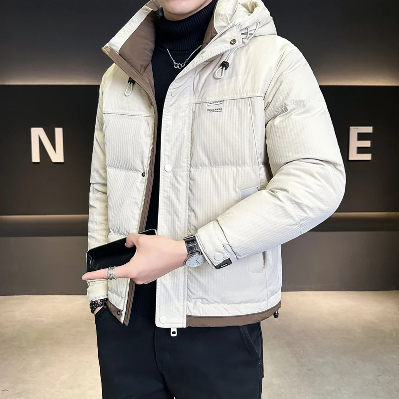 平湖嘉兴连帽羽绒服男款2025新款正品轻薄防寒服冬季男装白色外套