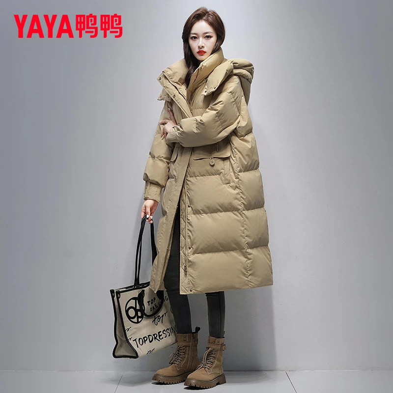 YAYA/鸭鸭款羽绒服女长过膝冬季2025新款时尚面包服韩版宽松外套
