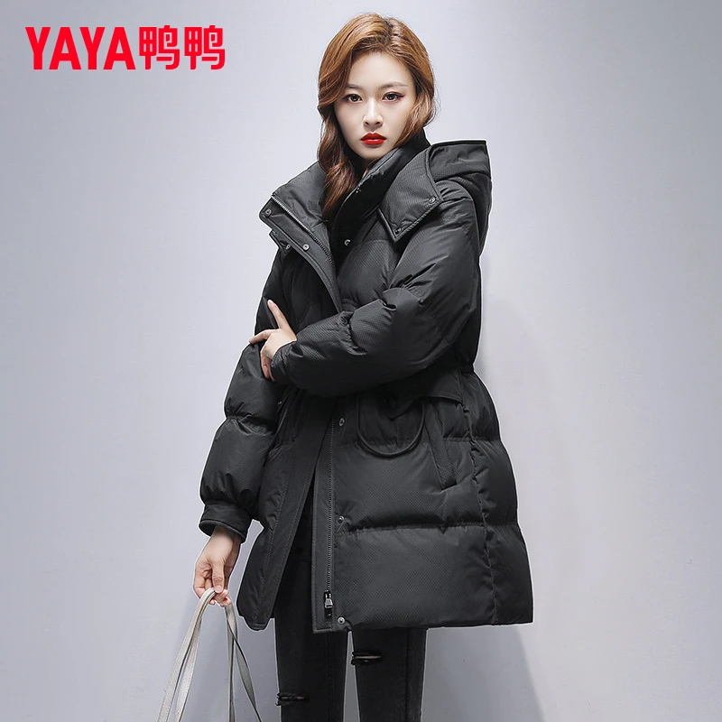 鸭鸭2025年冬装新款羽绒服中长款韩版加厚时尚小个子鸭绒外套女潮