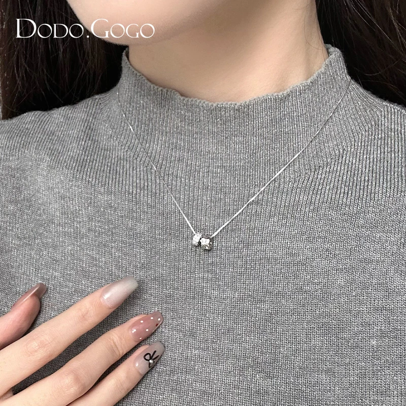 DODOGOGO 合金项链 闪锆小蛮腰项链女气质轻奢锁骨链时尚百搭颈链