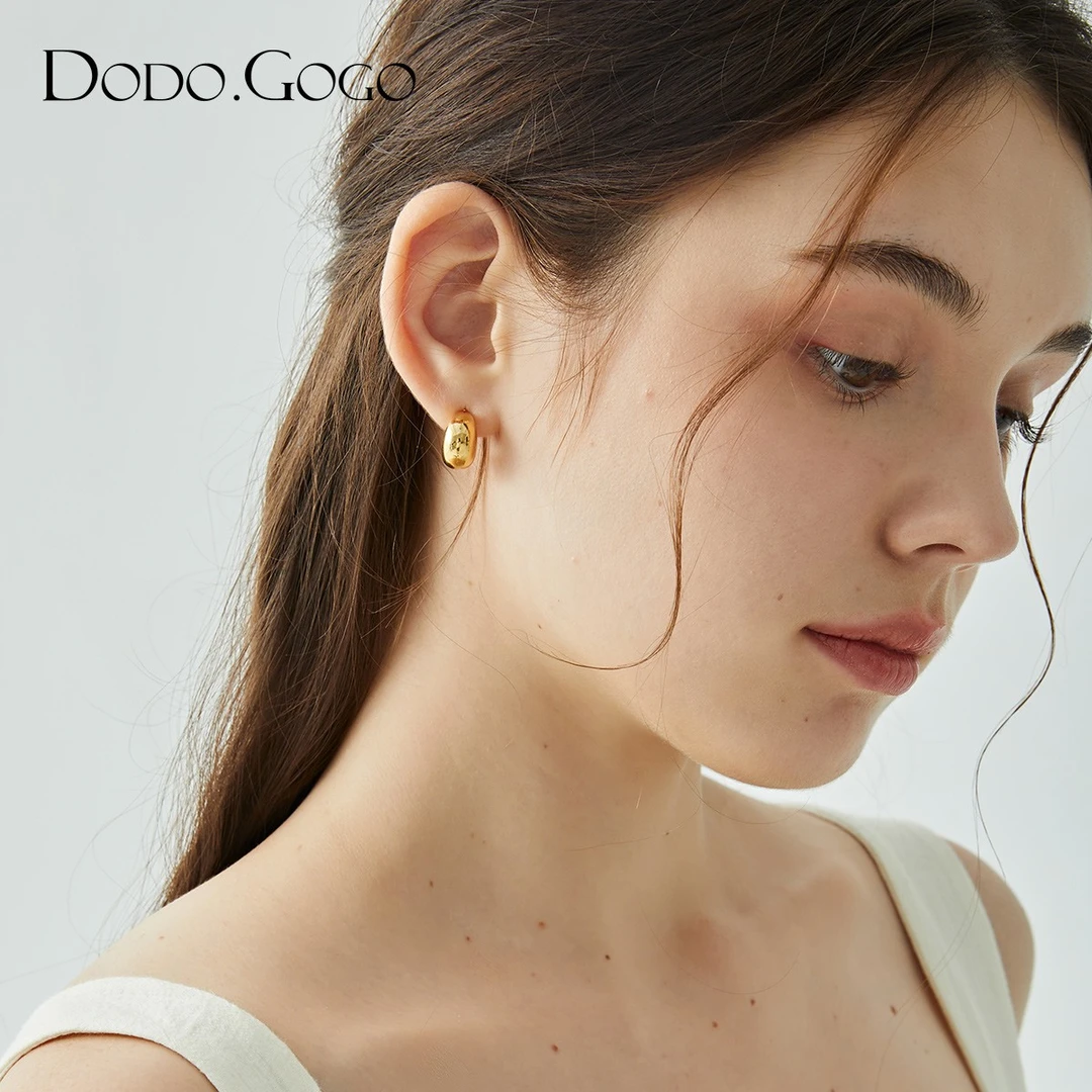 DODOGOGO 铜合金耳饰 豆豆轻奢耳钉高级感耳环女百搭简约圈圈耳饰