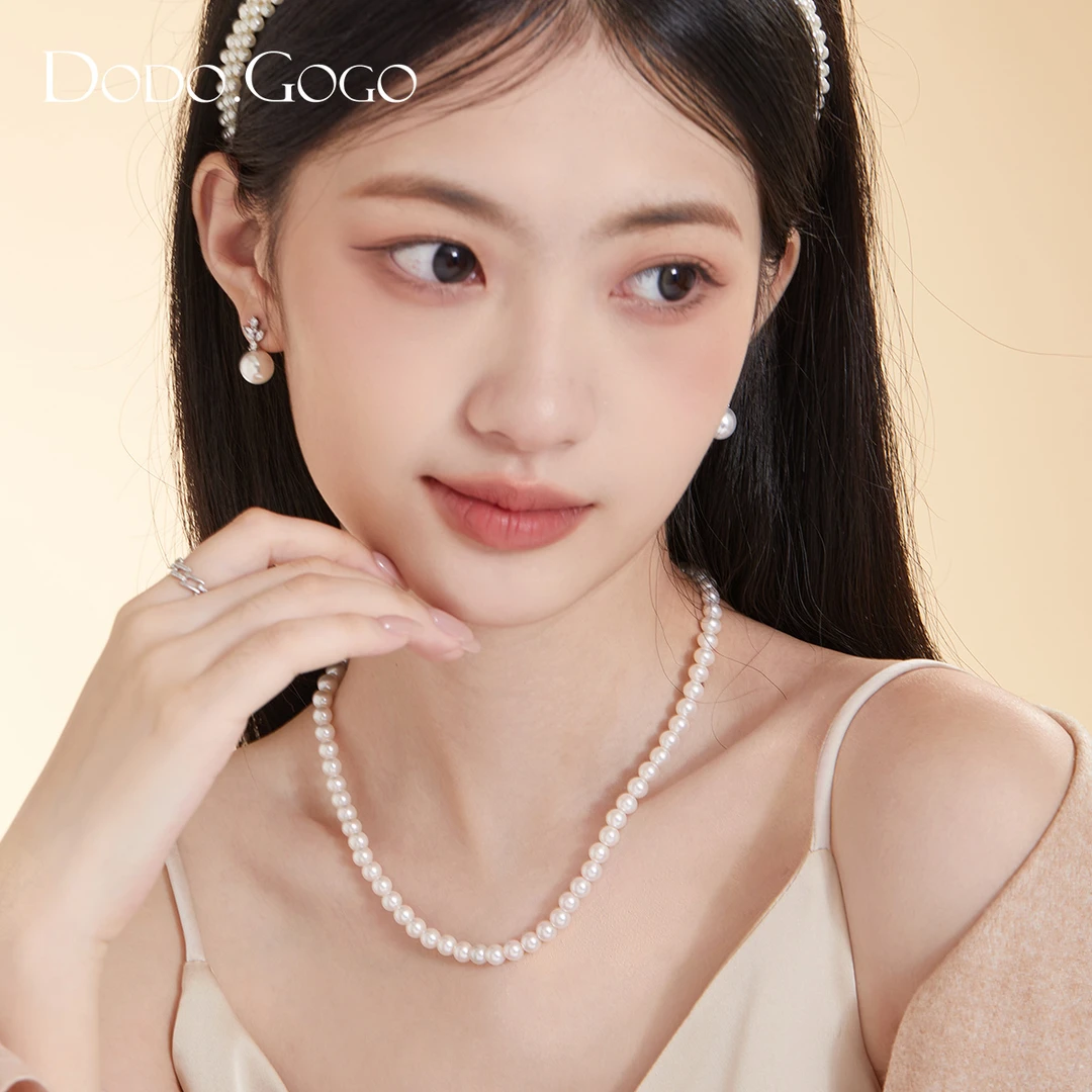 DODOGOGO 合金仿珍珠项链 气质轻奢施家珍珠项链女百搭颈链锁骨链