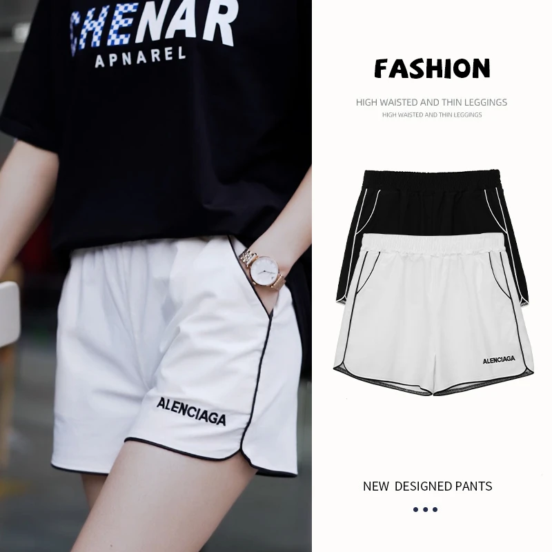 2025夏季新款a字大码外穿高腰宽松显瘦休闲阔腿松紧短裤女休闲裤