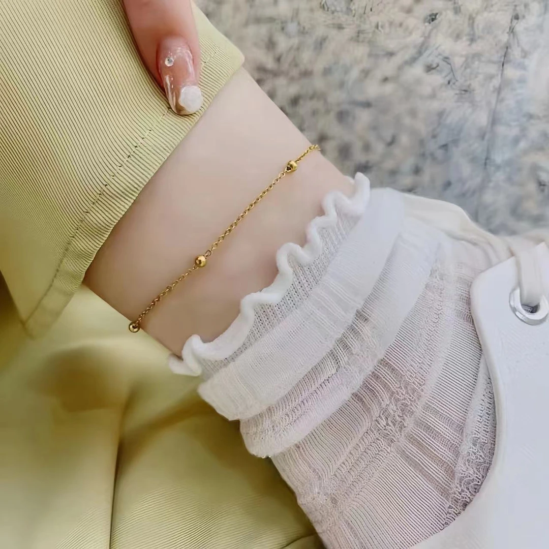 铜合金脚链 高级感满天星转运珠脚链女2024新款时尚性感足链百搭