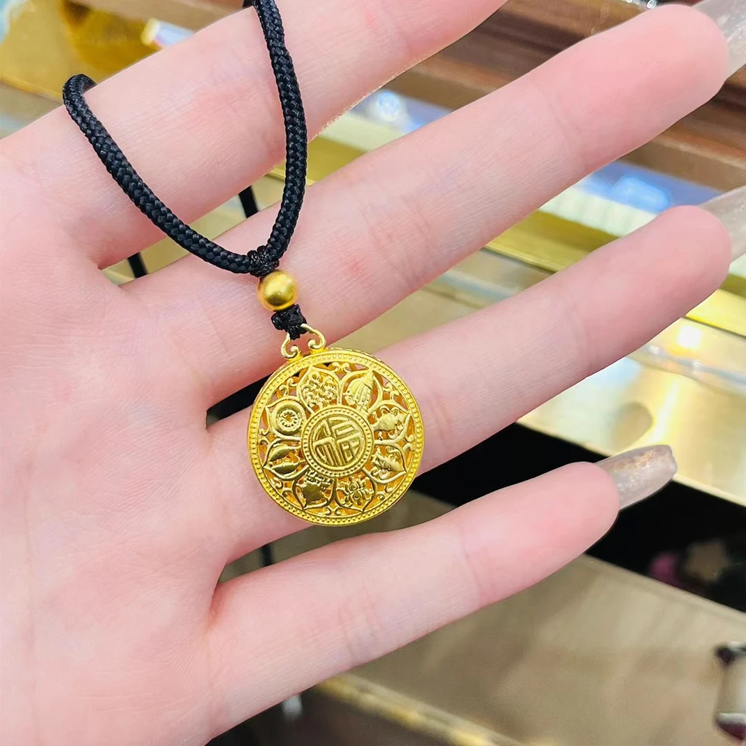 铜合金吊坠 八宝罗盘项链男女款古法传承吊坠编绳转运福牌毛衣链