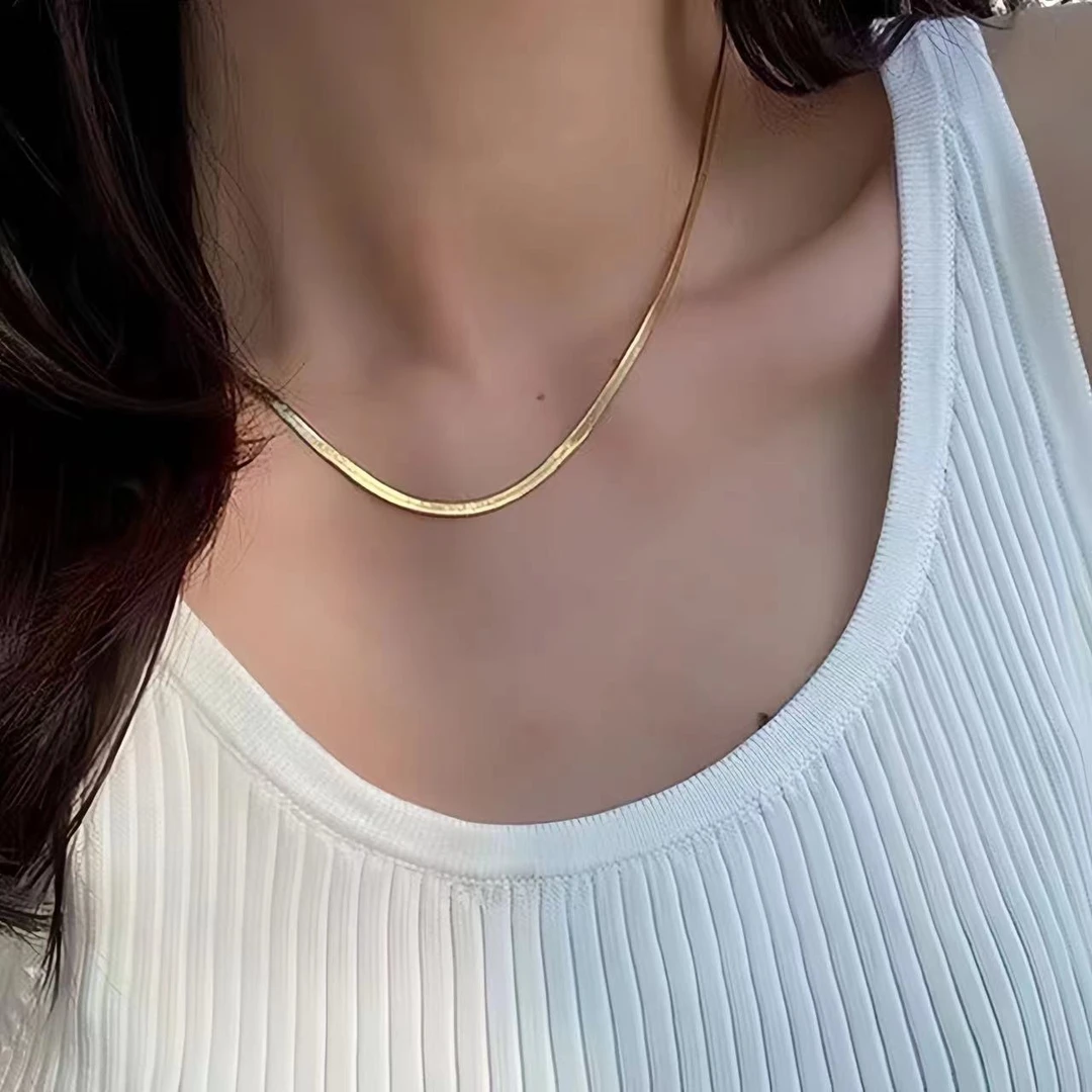 钛钢项链 高级感蛇骨项链女轻奢设计刀片锁骨链2024新款百搭颈链