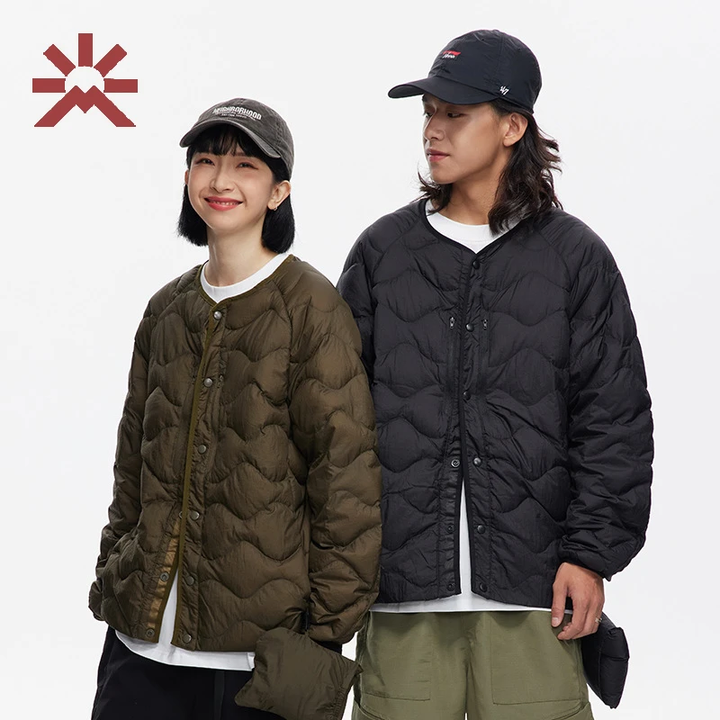 羽绒服冬季男款白鸭绒休闲白鸭绒保暖男士短款无领白山联名羽绒服