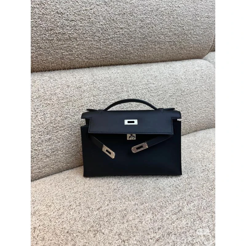 kelly 一代头层牛皮银扣气质时尚百搭手提包