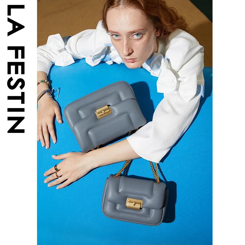 拉菲斯汀泡泡包软软糯糯皮质时尚斜跨链条包单肩腋下包