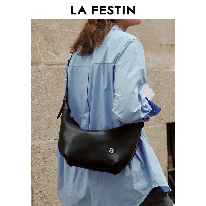 拉菲斯汀牛角包新款单肩斜挎女士大容量腋下月牙包