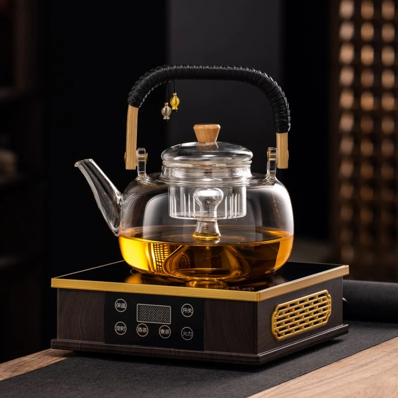 蒸煮茶壶电陶炉加热玻璃烧水壶家用陶壶茶具全自动小型煮茶器套装