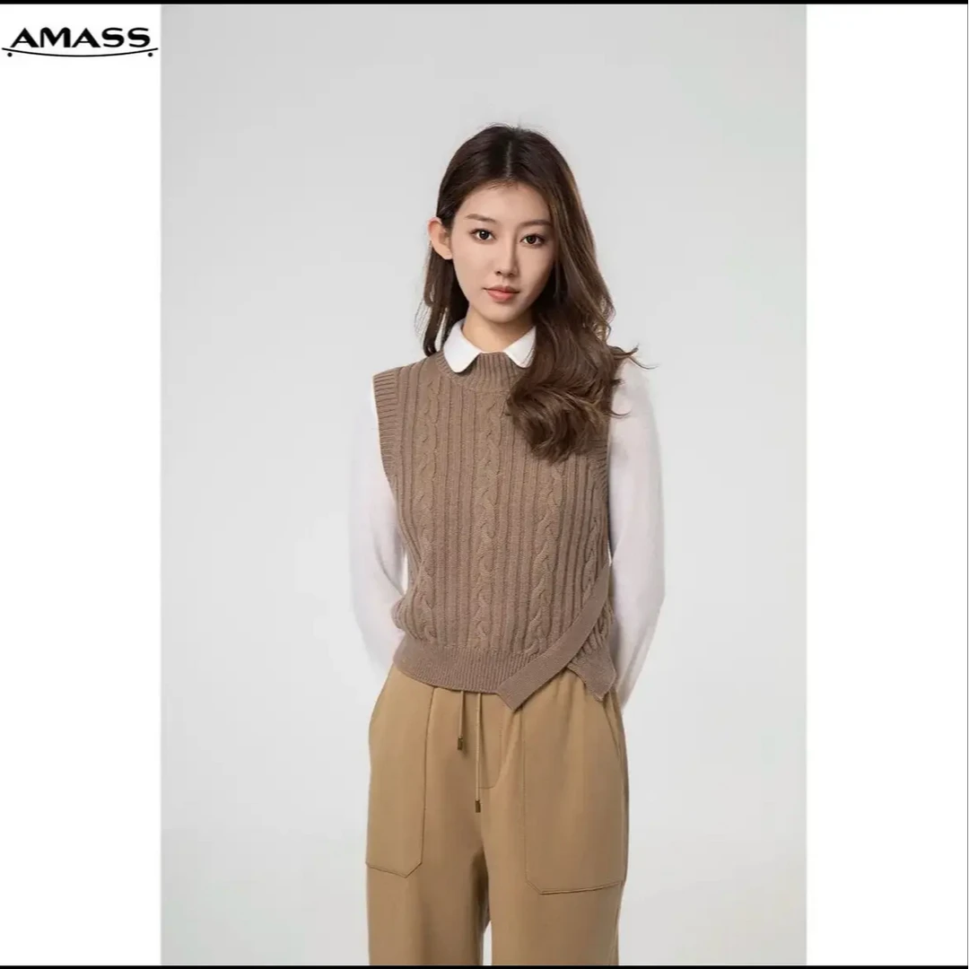 AMASS/阿玛施针织毛衣马甲背心百搭无袖复古女士气质休闲5399380