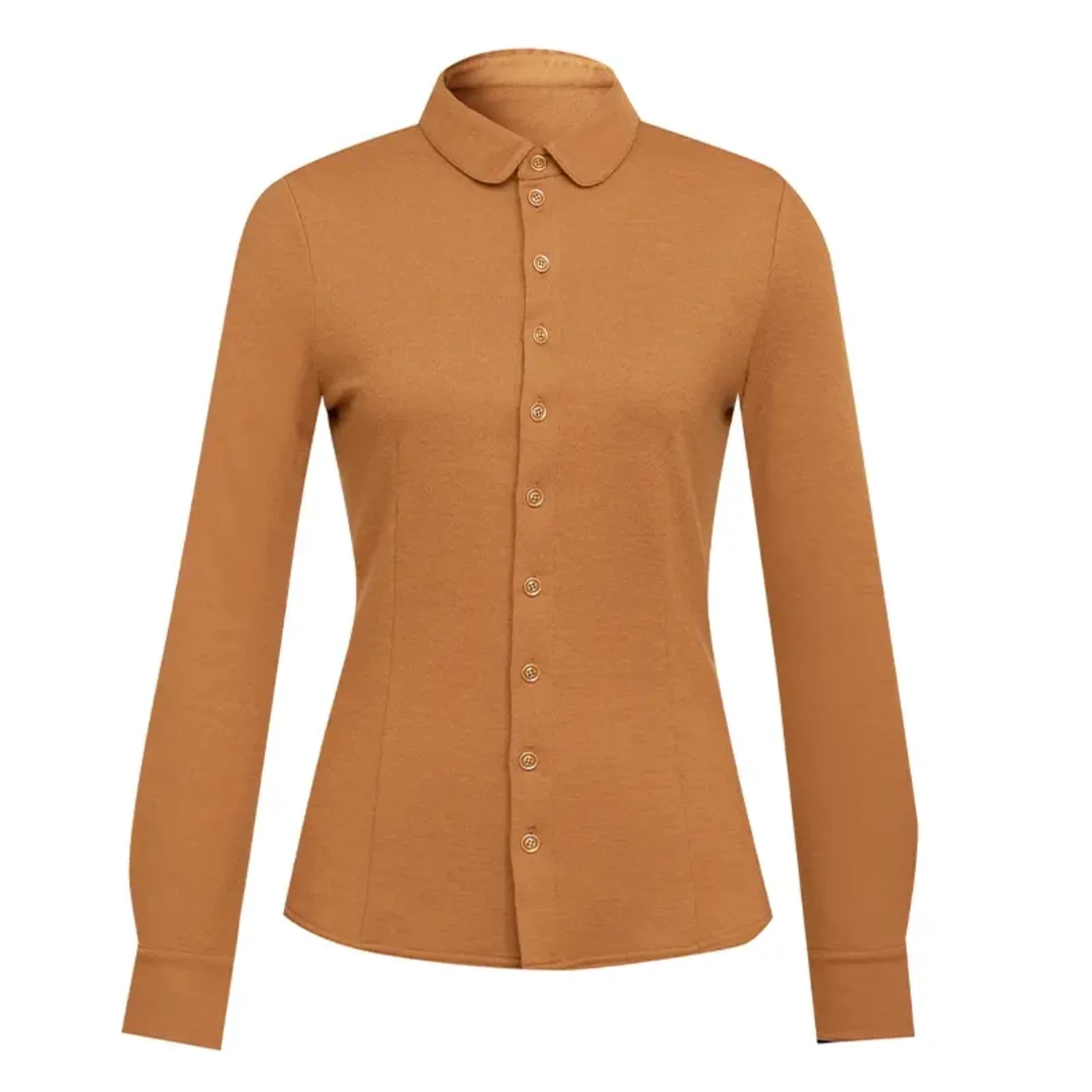 AMASS/阿玛施早秋新款百搭纯羊毛衬衫长袖纯色衬衣5300528时尚