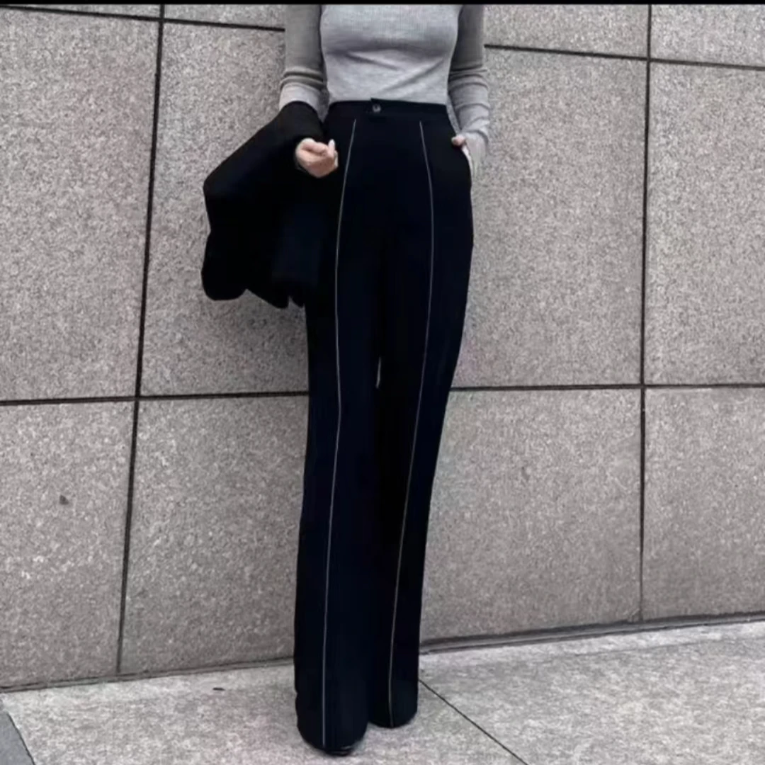 AMASS/阿玛施 秋冬新款高腰垂感百搭阔腿王菲裤显廋直筒裤510050