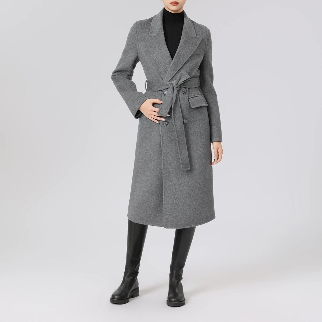 AMASS/阿玛施 新款时尚雅丹风外套秋冬气质双面呢百搭大衣5400860