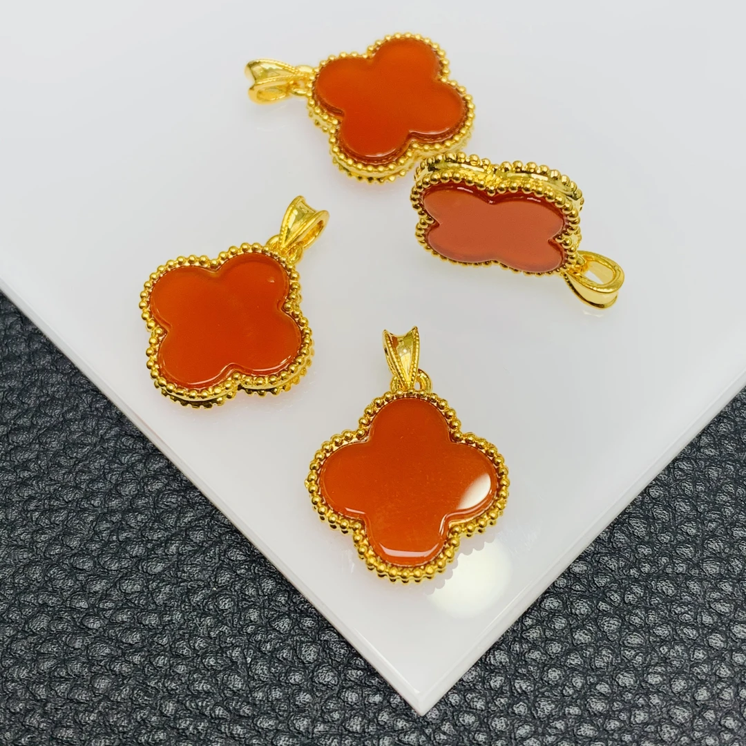 YZ2232-18K金红玛瑙四叶草吊坠-JS（多样性发其一）