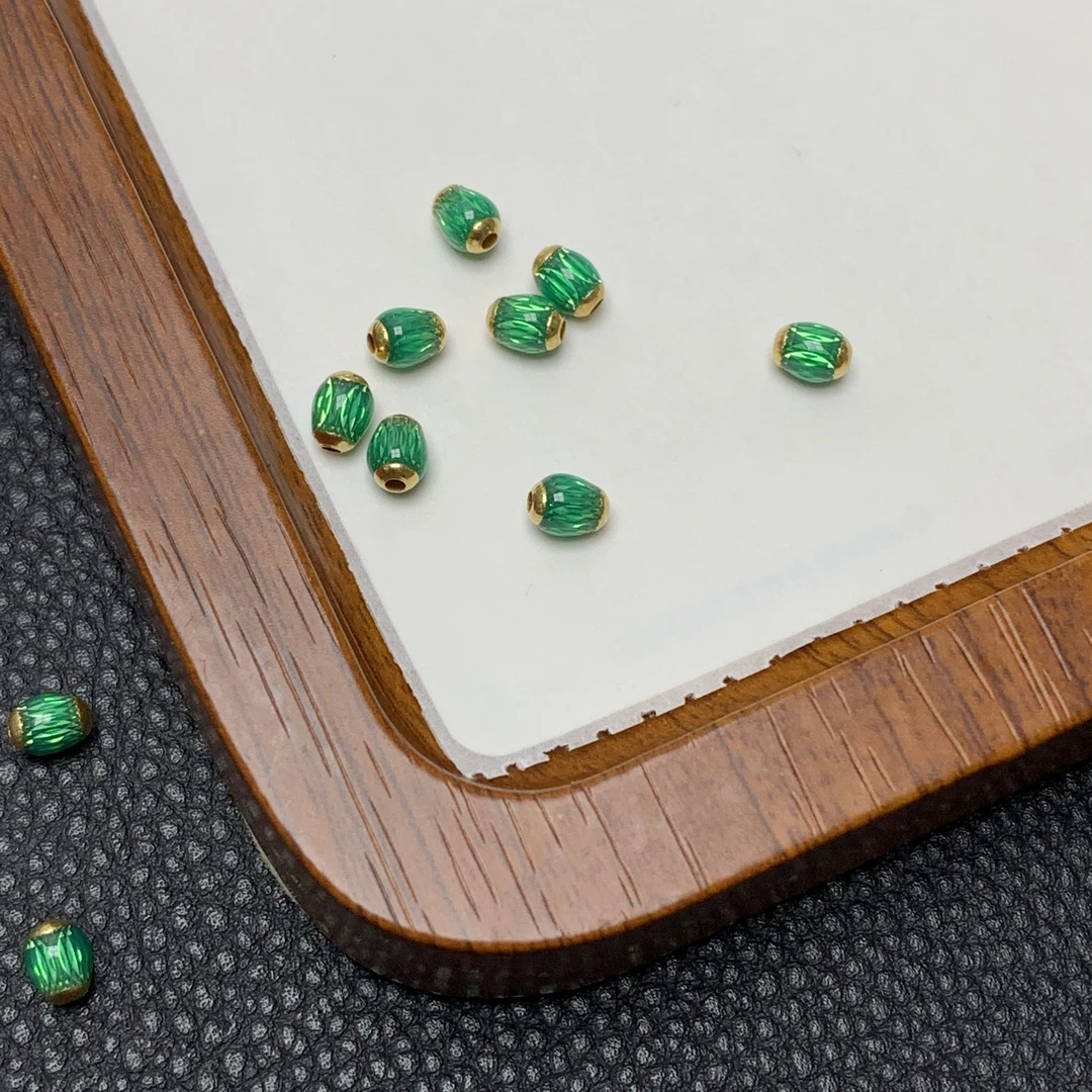 YZ2912-18K金珐琅绿色5mm左右配件-XZZ