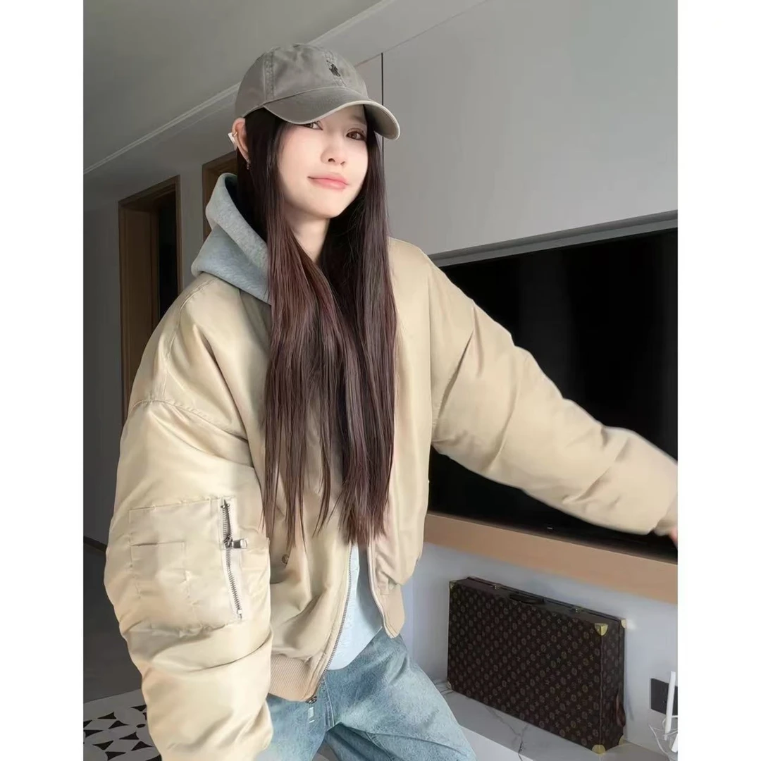 【清】冬季复古时尚休闲百搭宽松立领短款百搭宽松飞行棉服