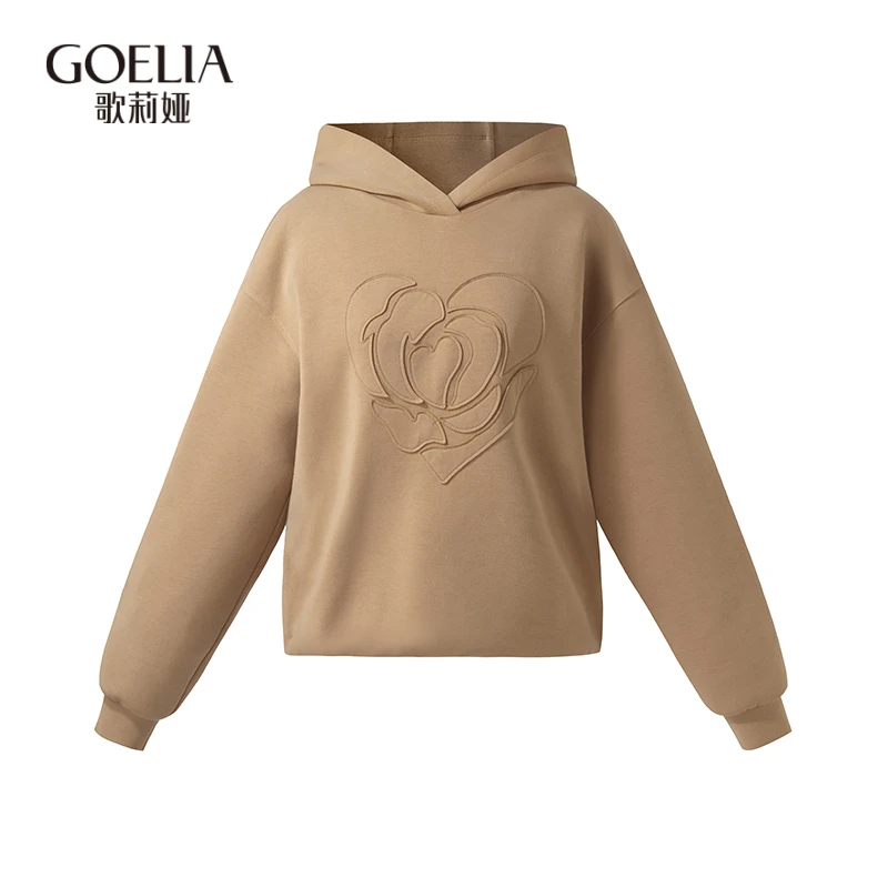 歌莉娅 春季新品  心形贴布绣连帽卫衣  1E2J0E080
