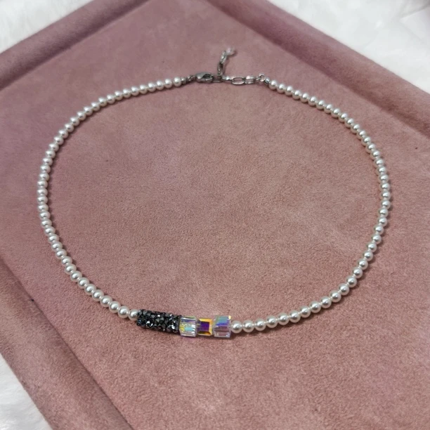 非金属合成锆石项链 韩系施家珠珠钻钻砂糖项链