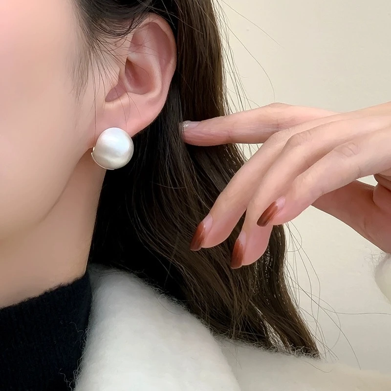 925银针耳饰 X798圆形拉丝银色耳扣简约百搭时尚