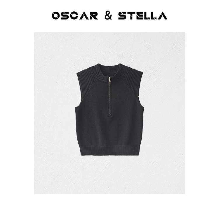OSCAR&STELLA【直角肩】立领宽松休闲针织马甲 134 1547