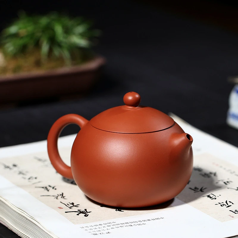 180毫升原矿宜兴朱泥西施紫砂壶 全手工光素面传统茶壶茶具锦盒