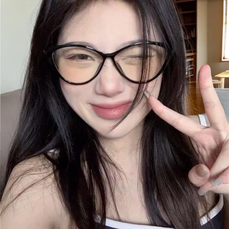 欧美时尚猫眼眼镜女大脸显瘦近视防蓝光个性高级感网红复古