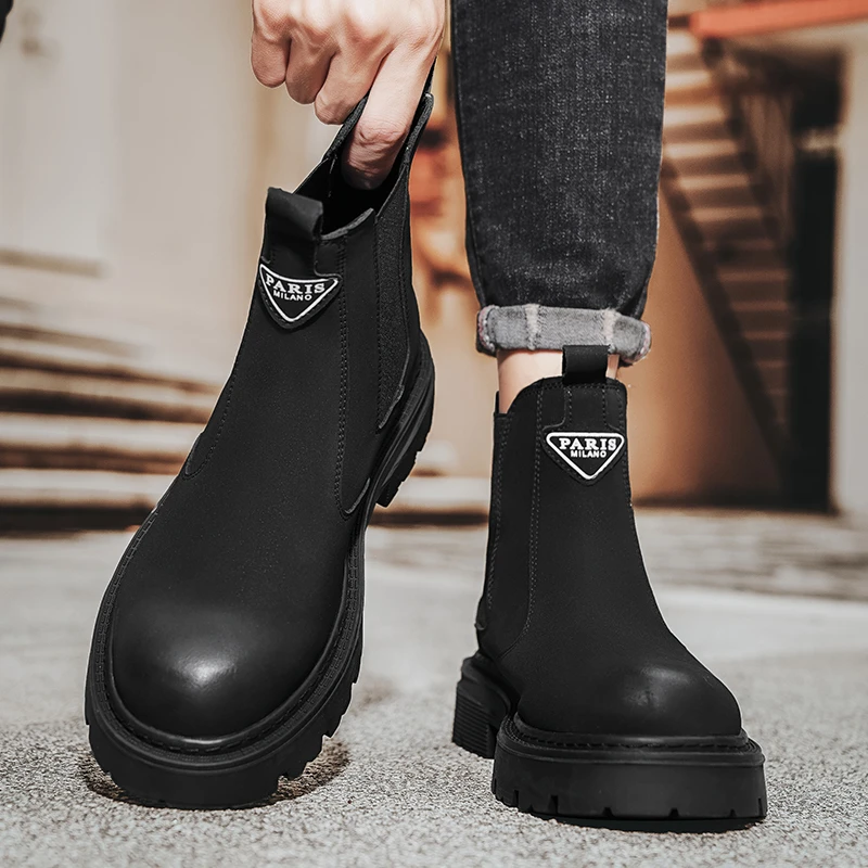 马丁靴男款爆款2023新款男靴冬季加绒休闲百搭高帮厚底男士大黄靴