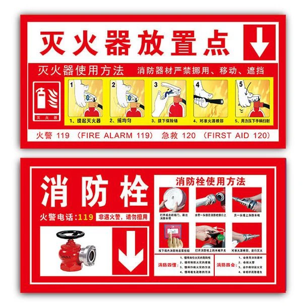 消防栓 消火栓 灭火器 贴 使用说明自粘  放置点安全标识提示贴纸