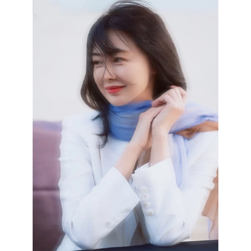 TRACYCHU【现货】LP原绒cashmere山羊绒透视款落日余晖晕染围巾披肩