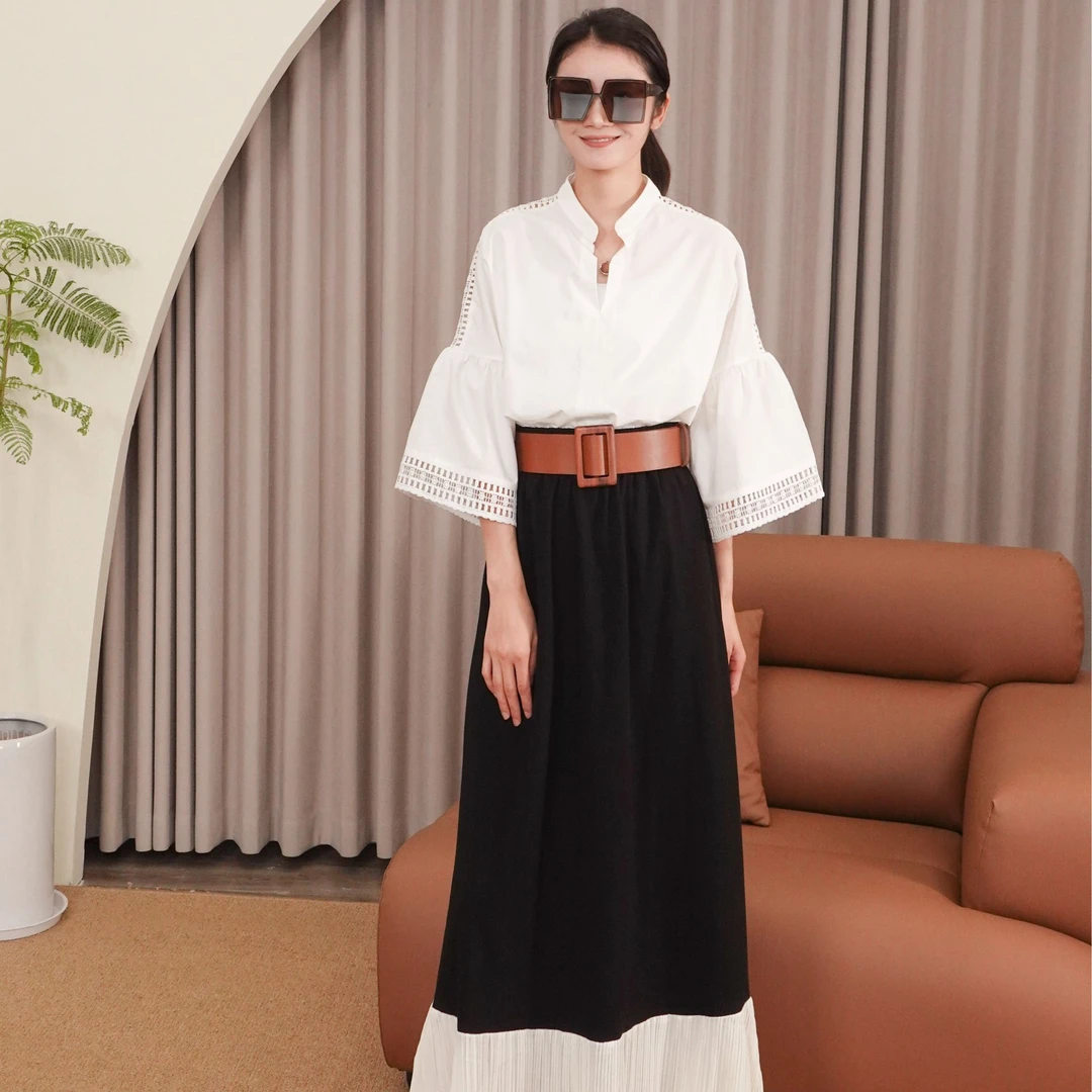 CHUN·「菲尔 高定半裙」气质时尚百搭夏季复古中国风汉元素拼接气质