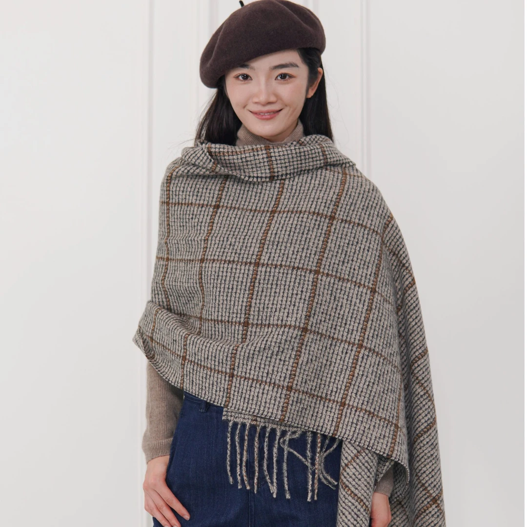 CHUN·「木斯特格子围巾」时尚百搭韩版百搭简约文艺减龄小众设计
