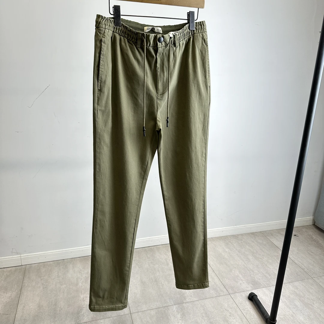 欧美单水洗棉针织高弹力休闲裤春秋长裤百搭男子透气纯色裤子1316