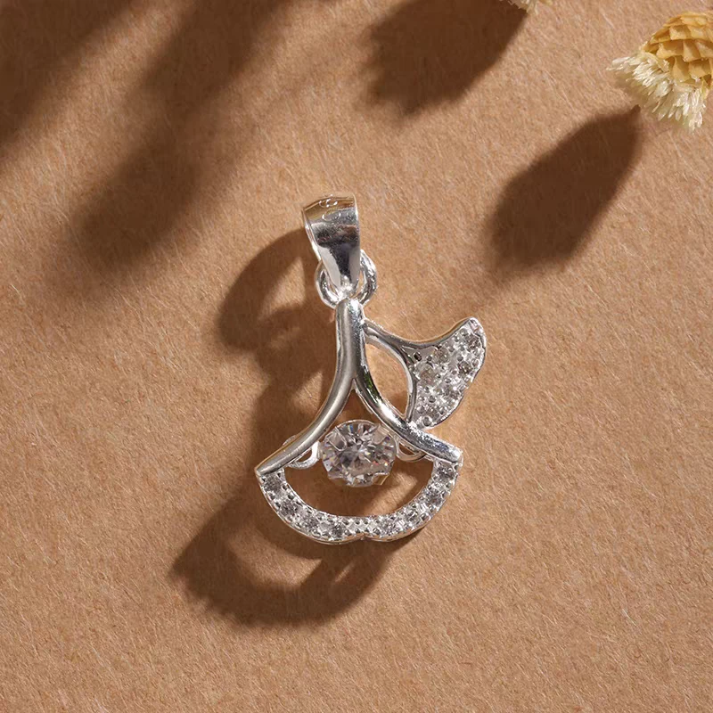 吊坠足银 足银【灵动银杏叶吊坠】时尚百搭精致