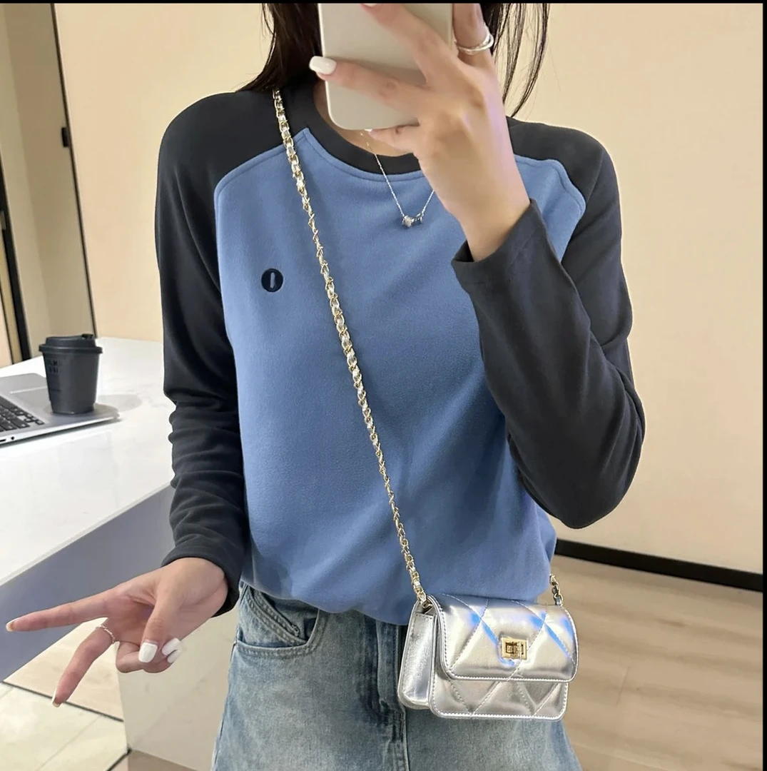 秋冬打底衫插肩袖加厚磨毛圆领秋款打底时尚休闲百搭ins