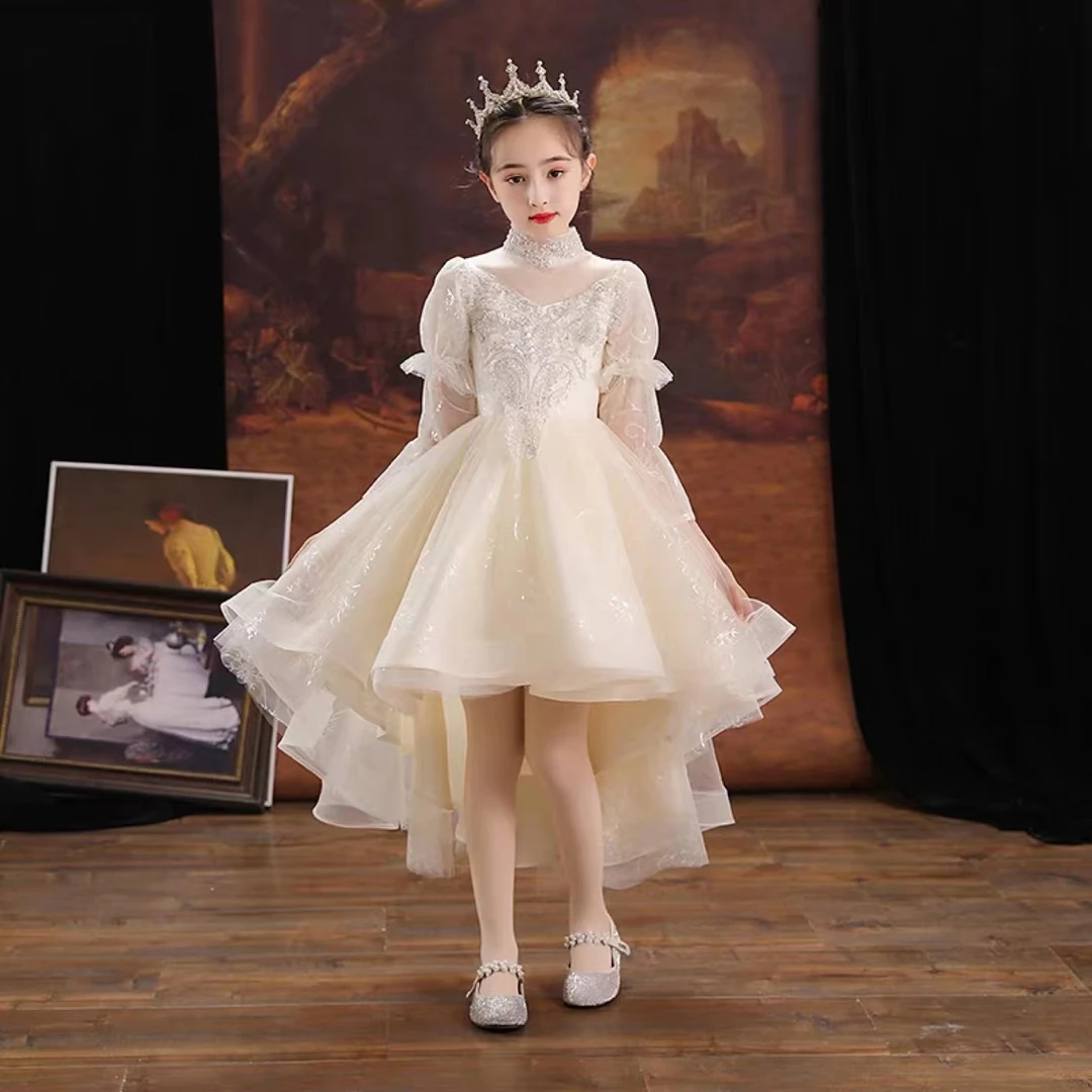 儿童生日礼服新款主持人花童公主婚礼高端婚纱女童走秀钢琴演出服